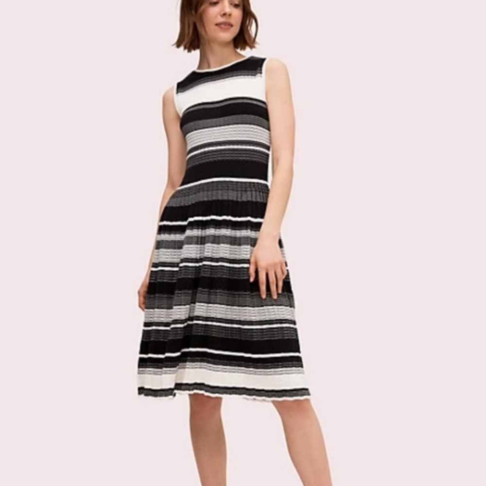 kate spade Black and White Striped Midi Dress SZ XS